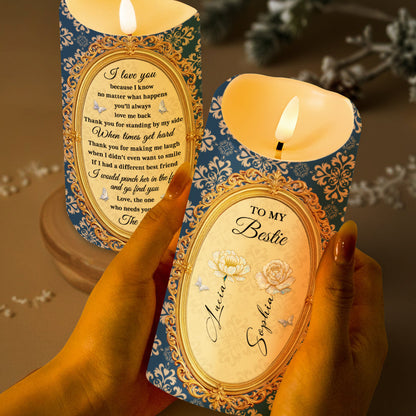 To My Bestie With Flowers And Butterflies - Personalized Custom LED Candle - BST474_LECA