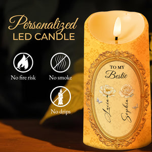 To My Bestie With Flowers And Butterflies - Personalized Custom LED Candle - BST474_LECA
