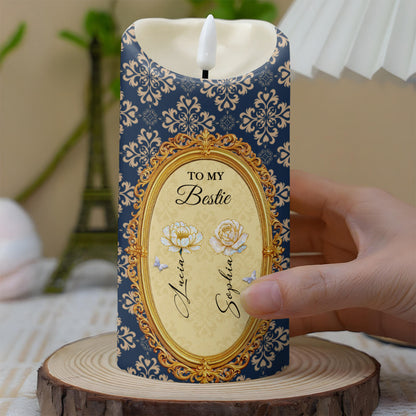 To My Bestie With Flowers And Butterflies - Personalized Custom LED Candle - BST474_LECA