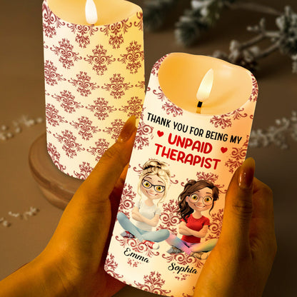 Thank You For Being My Unpaid Therapist, Two Friends - Personalized Custom LED Candle - BST475_LECA