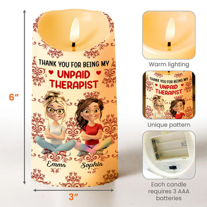 Thank You For Being My Unpaid Therapist, Two Friends - Personalized Custom LED Candle - BST475_LECA