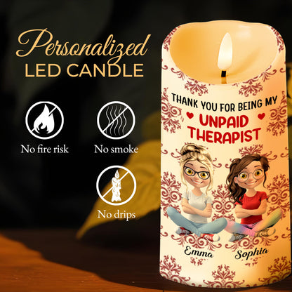 Thank You For Being My Unpaid Therapist, Two Friends - Personalized Custom LED Candle - BST475_LECA