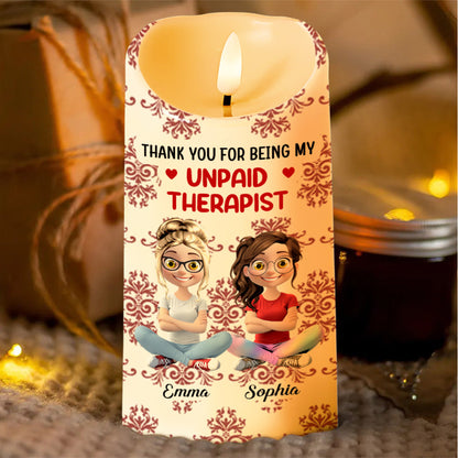 Thank You For Being My Unpaid Therapist, Two Friends - Personalized Custom LED Candle - BST475_LECA