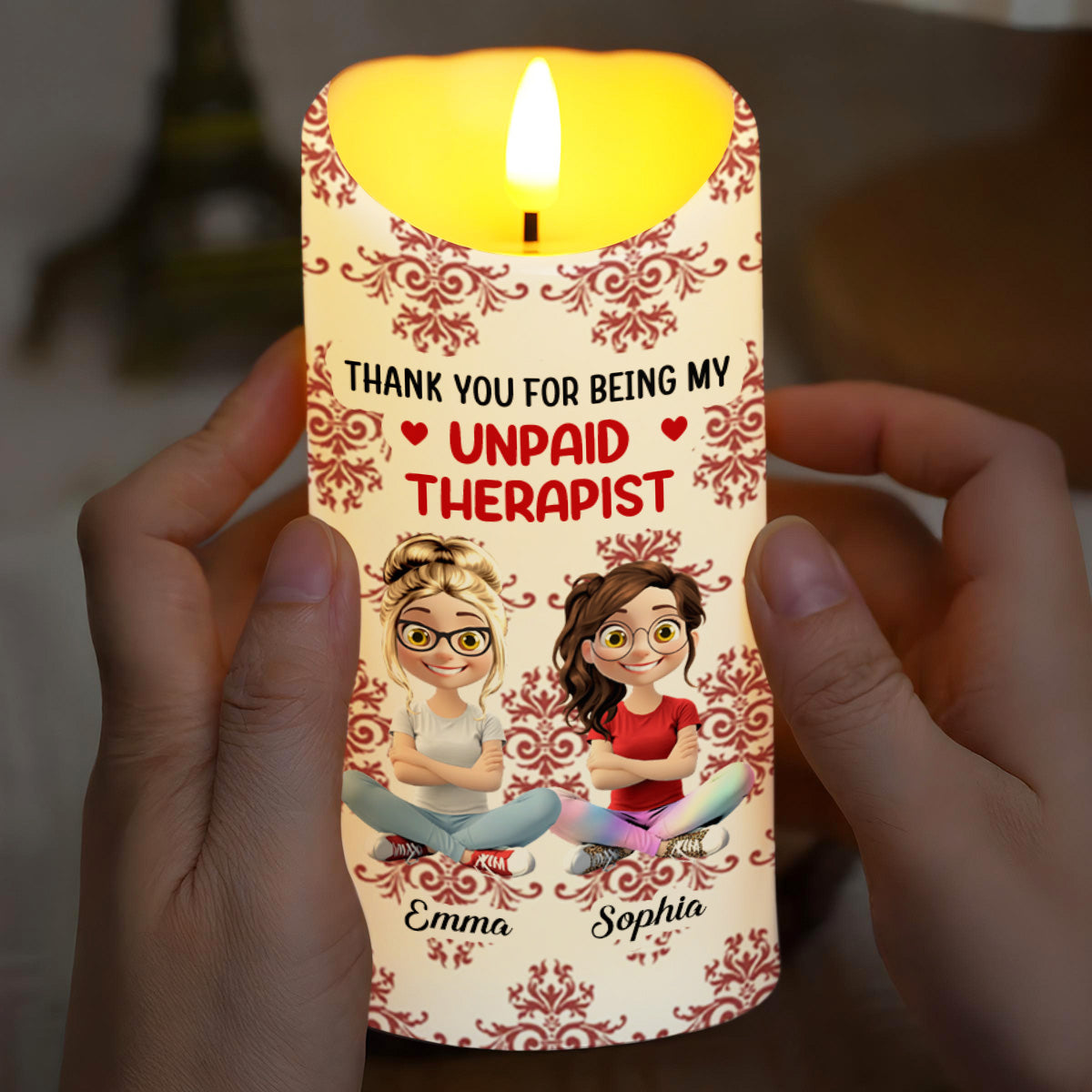 Thank You For Being My Unpaid Therapist, Two Friends - Personalized Custom LED Candle - BST475_LECA