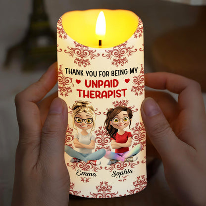 Thank You For Being My Unpaid Therapist, Two Friends - Personalized Custom LED Candle - BST475_LECA
