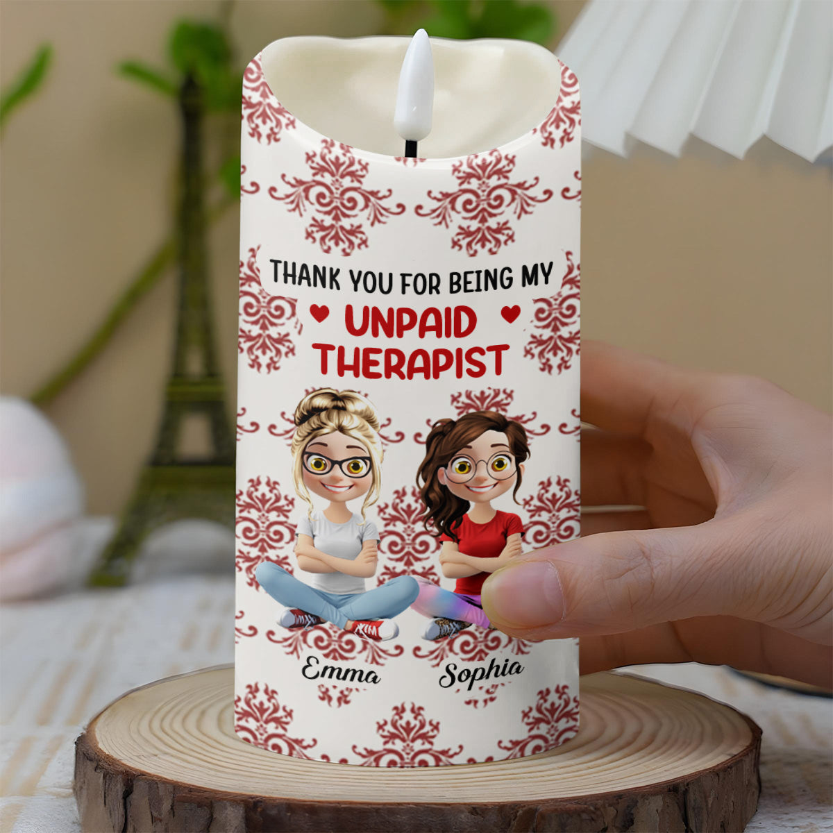 Thank You For Being My Unpaid Therapist, Two Friends - Personalized Custom LED Candle - BST475_LECA