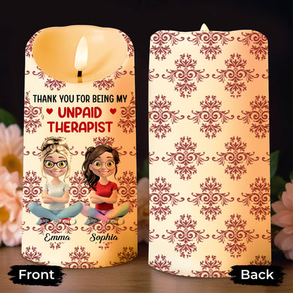 Thank You For Being My Unpaid Therapist, Two Friends - Personalized Custom LED Candle - BST475_LECA