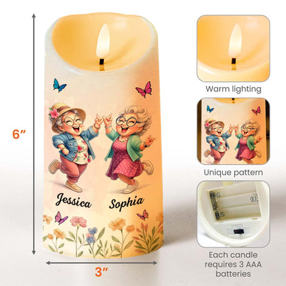 To My Old Friend Thank You For Being My Unbiological Sister With Flowers And Butterflies - Personalized Custom LED Candle - BST476_LECA