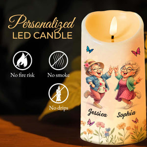 To My Old Friend Thank You For Being My Unbiological Sister With Flowers And Butterflies - Personalized Custom LED Candle - BST476_LECA