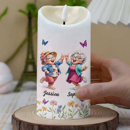 To My Old Friend Thank You For Being My Unbiological Sister With Flowers And Butterflies - Personalized Custom LED Candle - BST476_LECA