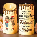 True Friendship Where Friends Become Sisters - Personalized Custom LED Candle - BST477_LECA