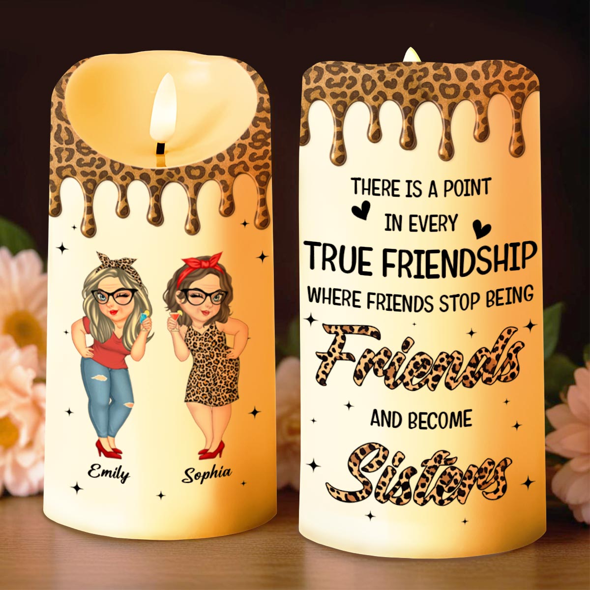 True Friendship Where Friends Become Sisters - Personalized Custom LED Candle - BST477_LECA