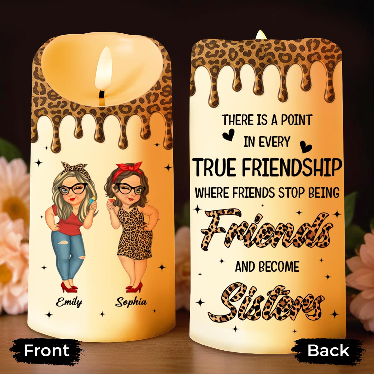True Friendship Where Friends Become Sisters - Personalized Custom LED Candle - BST477_LECA