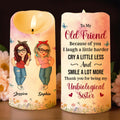 To My Old Friend, Unbiological Sister With Flowers And Butterflies - Personalized Custom LED Candle - BST478_LECA