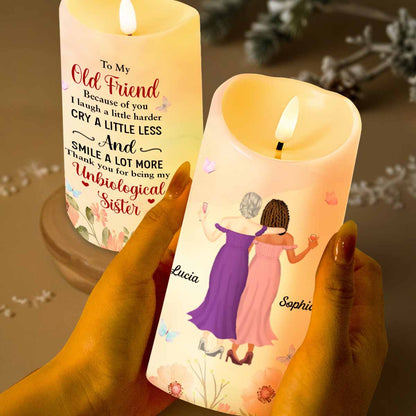 To My Old Friend Thank You For Being My Unbiological Sister - Personalized Custom LED Candle - BST479_LECA