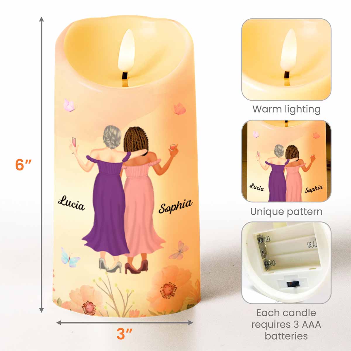 To My Old Friend Thank You For Being My Unbiological Sister - Personalized Custom LED Candle - BST479_LECA