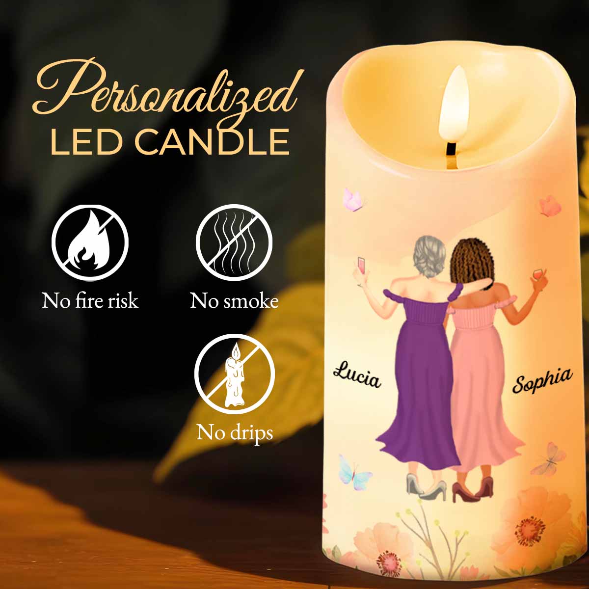 To My Old Friend Thank You For Being My Unbiological Sister - Personalized Custom LED Candle - BST479_LECA