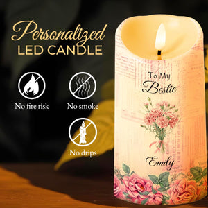 Friends Give Hope When Life Is Low, Flowers - Personalized Custom LED Candle - BST480_LECA