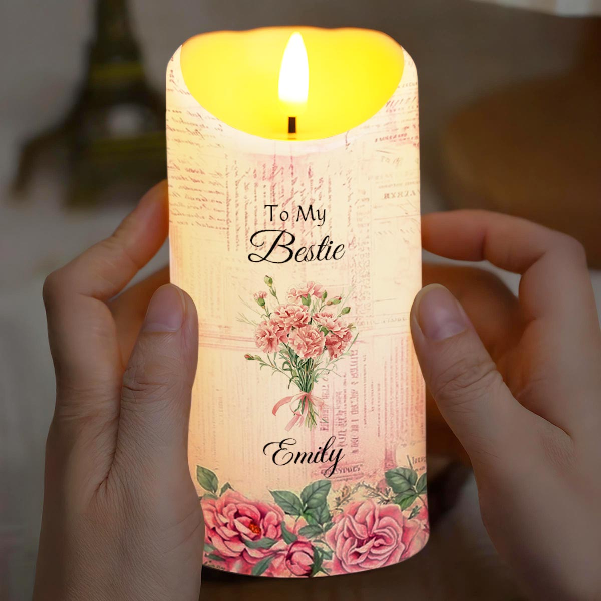 Friends Give Hope When Life Is Low, Flowers - Personalized Custom LED Candle - BST480_LECA