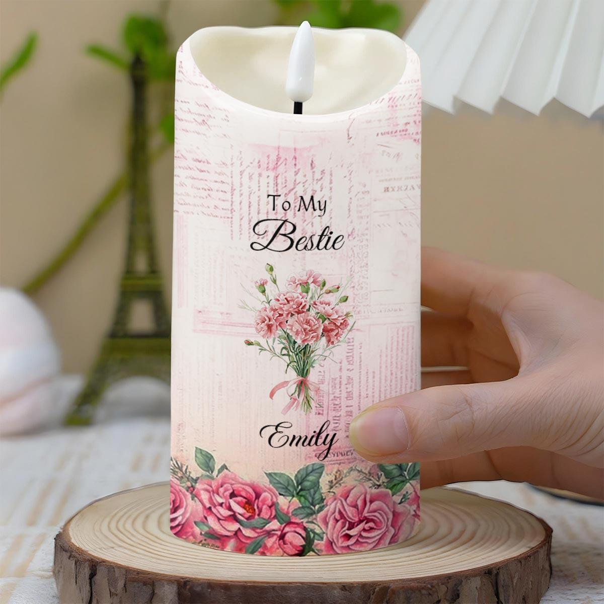 Friends Give Hope When Life Is Low, Flowers - Personalized Custom LED Candle - BST480_LECA