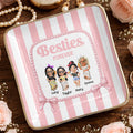Besties Forever Cartoon-style Characters Jewelry Dish - Personalized Custom Jewelry Dish, Ceramic Dish, Square Shape - BST502_SCRF