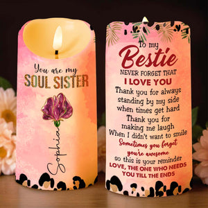 You Are My Soul Sister, To My Bestie, Paws And Flower - Personalized Custom LED Candle - BST531_LECA