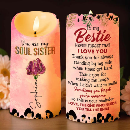 You Are My Soul Sister, To My Bestie, Paws And Flower - Personalized Custom LED Candle - BST531_LECA