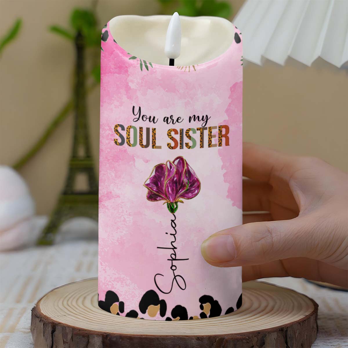 You Are My Soul Sister, To My Bestie, Paws And Flower - Personalized Custom LED Candle - BST531_LECA