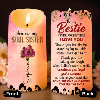 You Are My Soul Sister, To My Bestie, Paws And Flower - Personalized Custom LED Candle - BST531_LECA