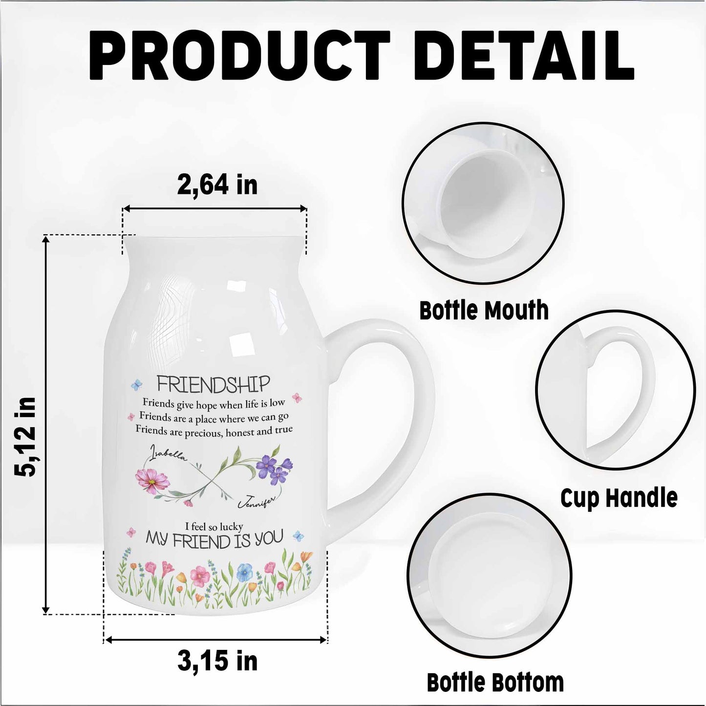 Friendship Friends Give Hope When Life Is Low - Personalized Ceramic Flower Vase