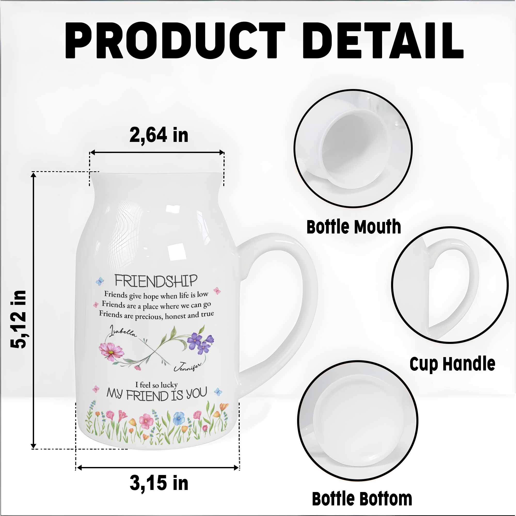 Friendship Friends Give Hope When Life Is Low - Personalized Ceramic Flower Vase