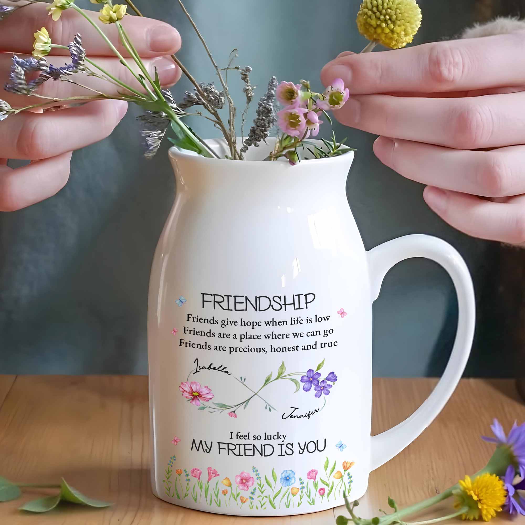 Friendship Friends Give Hope When Life Is Low - Personalized Ceramic Flower Vase