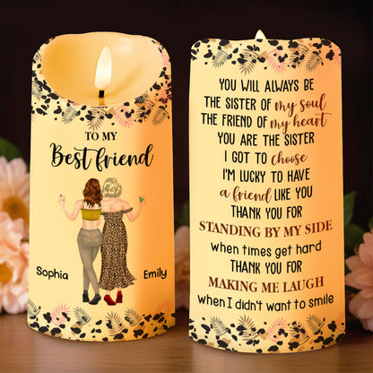 To My Best Friend Sister Of My Soul Leopard Print Friends - Personalized Custom LED Candle - BST597_LECA