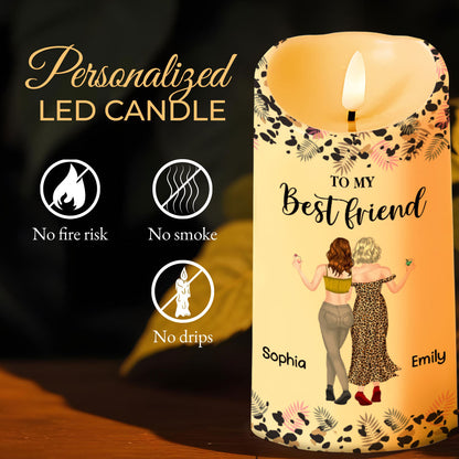 To My Best Friend Sister Of My Soul Leopard Print Friends - Personalized Custom LED Candle - BST597_LECA