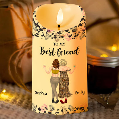 To My Best Friend Sister Of My Soul Leopard Print Friends - Personalized Custom LED Candle - BST597_LECA