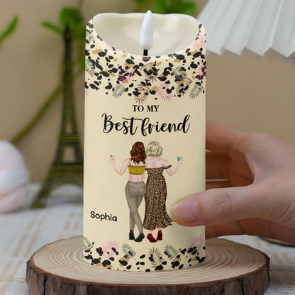 To My Best Friend Sister Of My Soul Leopard Print Friends - Personalized Custom LED Candle - BST597_LECA