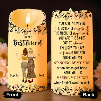 To My Best Friend Sister Of My Soul Leopard Print Friends - Personalized Custom LED Candle - BST597_LECA