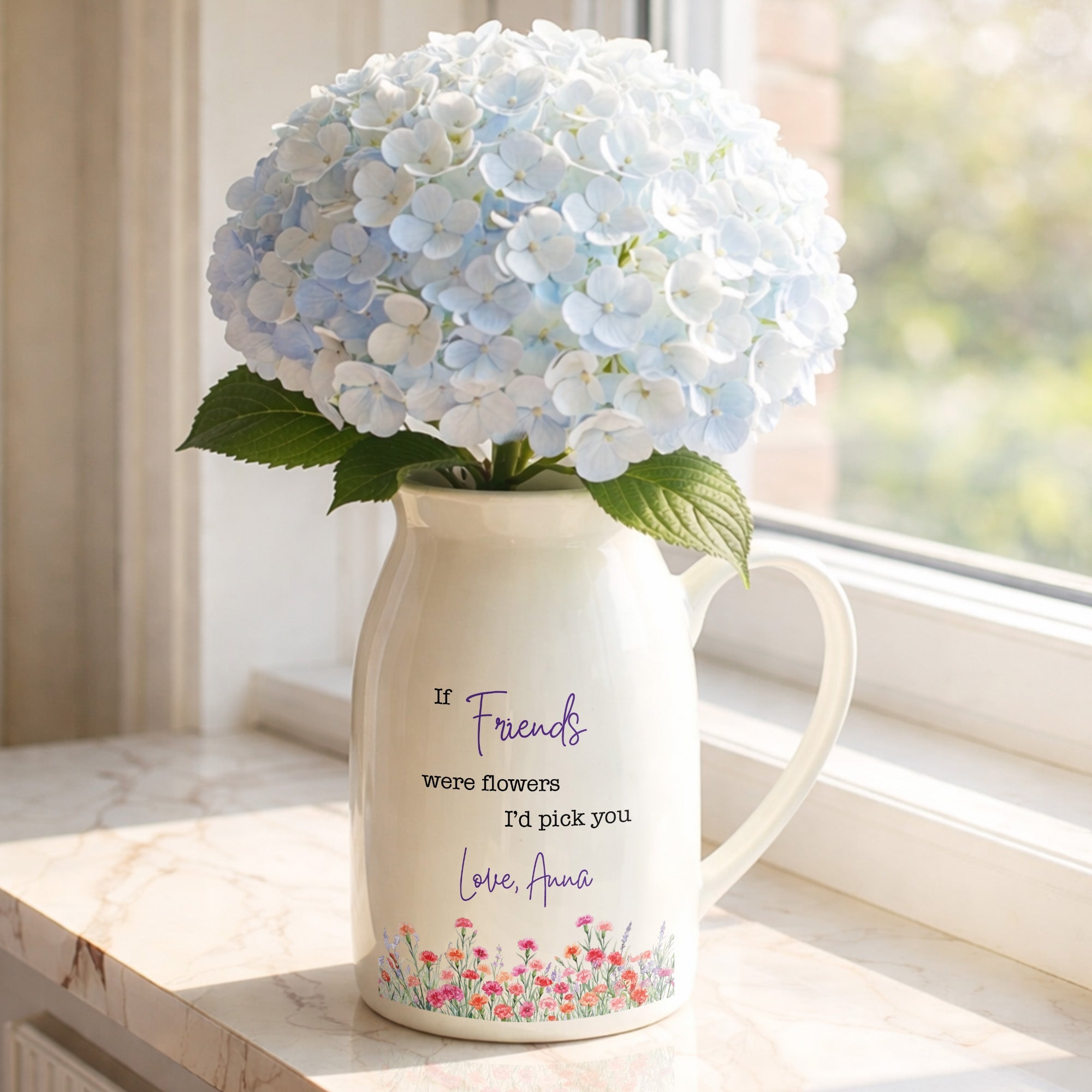 If Friends Were Flowers I'd Pick You With Birth Month Flowers - Personalized Ceramic Flower Vase