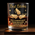 Best B*tches Bonding Over Alcohol Holding Hands And Hearts - Personalized Custom Whiskey Glass - BST659_RWG