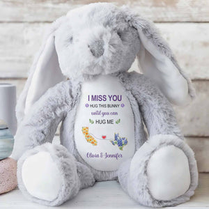 I Miss You Hug This Bear With Custom State Art And Flowers - Personalized Stuffed Bunny - BST686_BUN