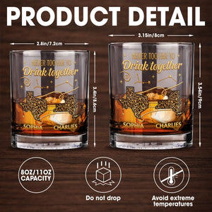 Never Too Far To Drink Together Leopard Pattern States Art - Personalized Custom Whiskey Glass - BST769_RWG