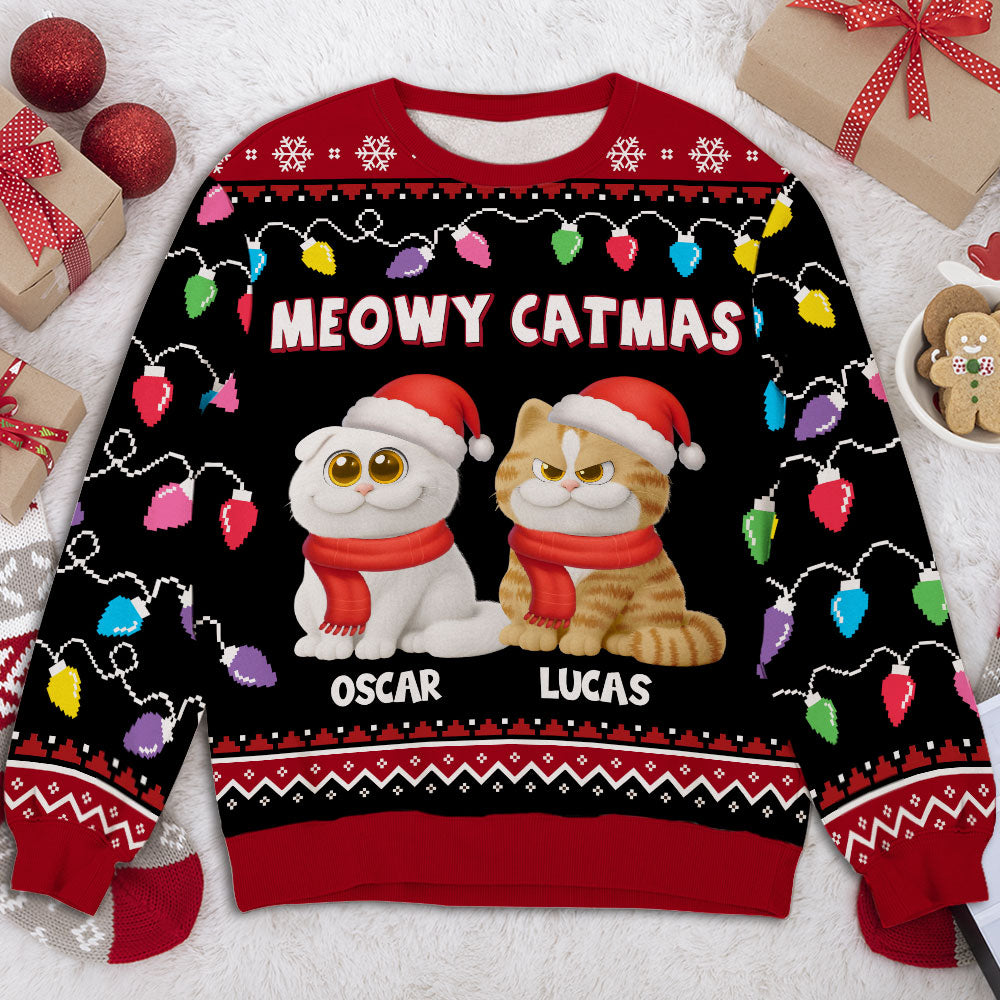 Meowy Catmas - Personalized All-Over-Print Sweatshirt - Christmas Gift For Mom