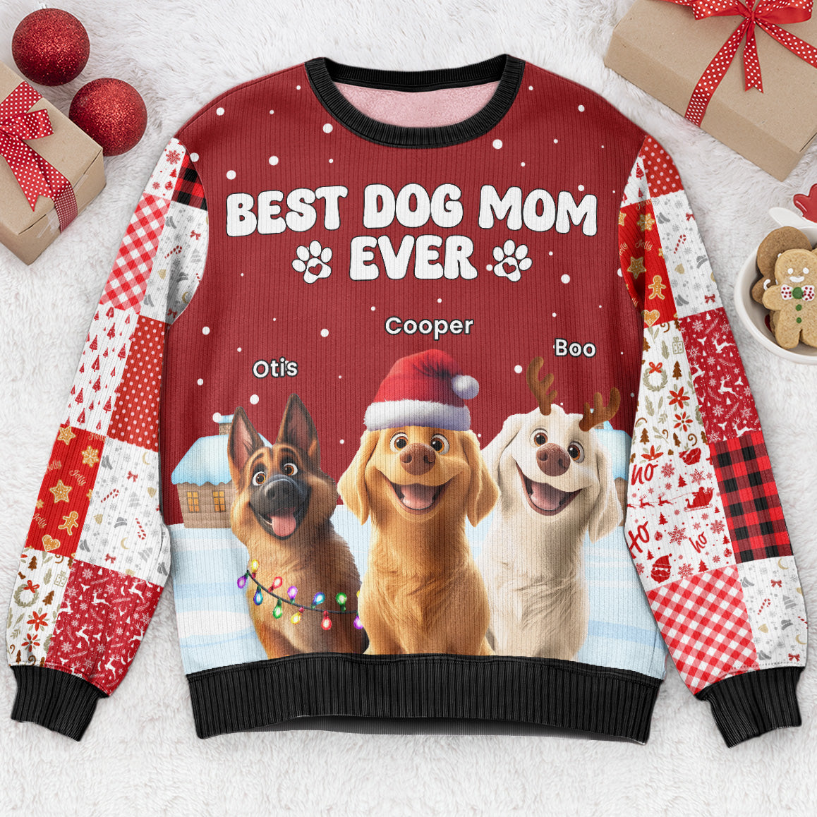 Best Dog Mom Dog Dad Ever Ugly Sweater 1