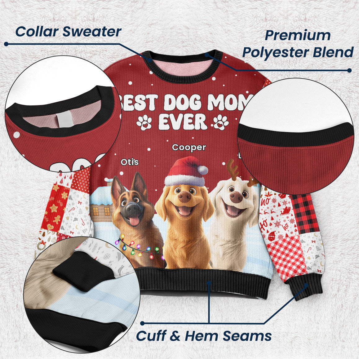 Best Dog Mom Dog Dad Ever Ugly Sweater 3