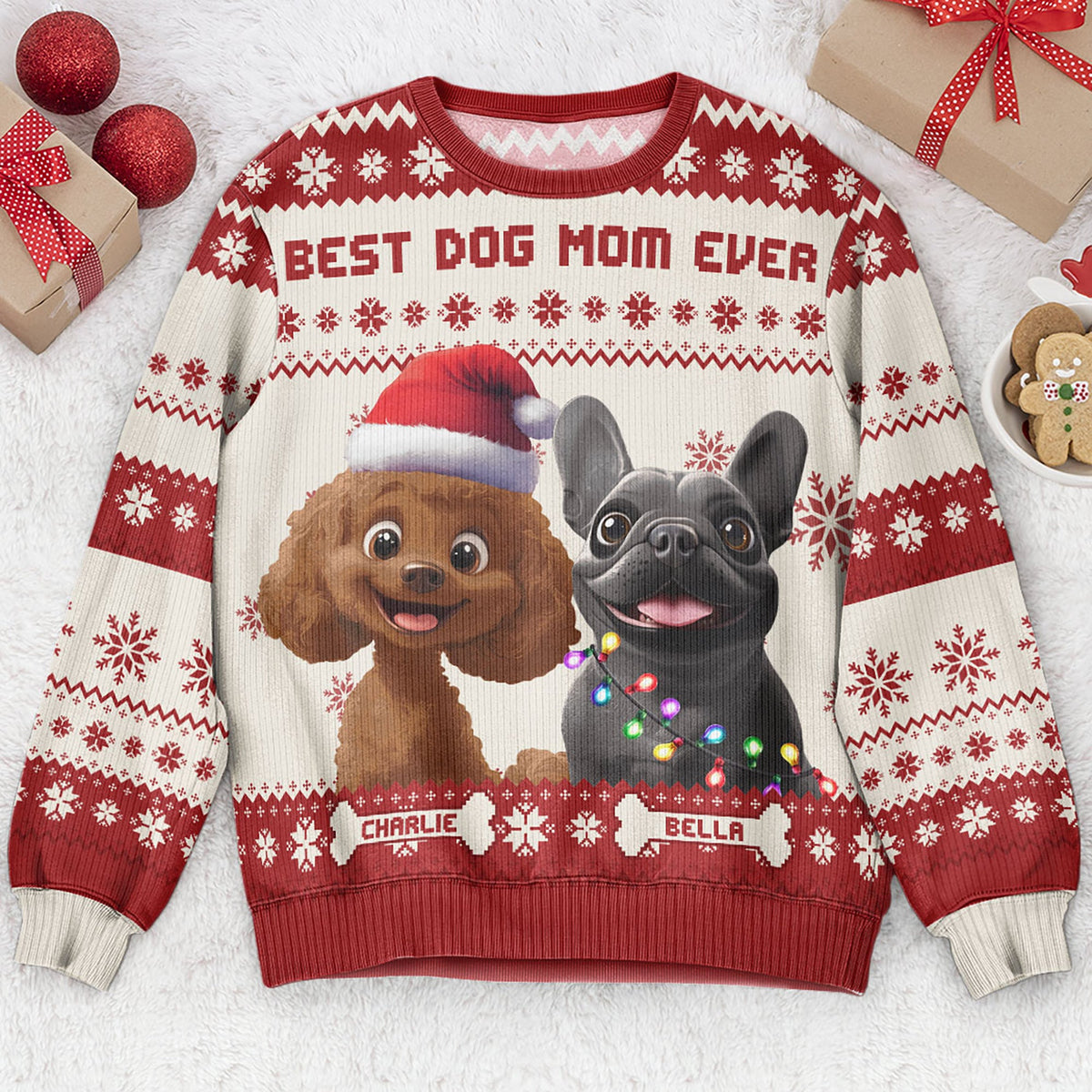 Best Dog Mom Ever 3D style personalized ugly sweater