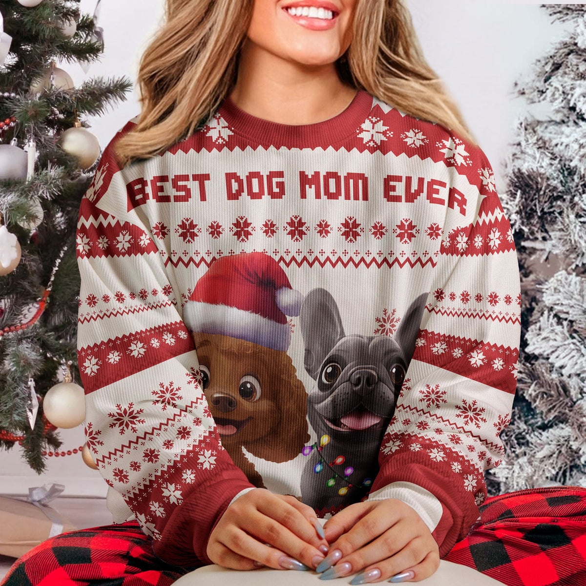 Best Dog Mom Ever 3D style personalized ugly sweater