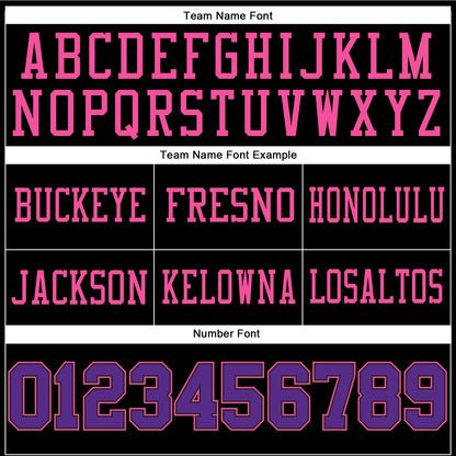 Custom Black Purple-Pink Mesh Authentic Football Jersey