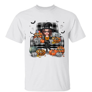 Buffalo Plaid Halloween Truck Pumpkin Doll Grandma Mom Witch Personalized Shirt