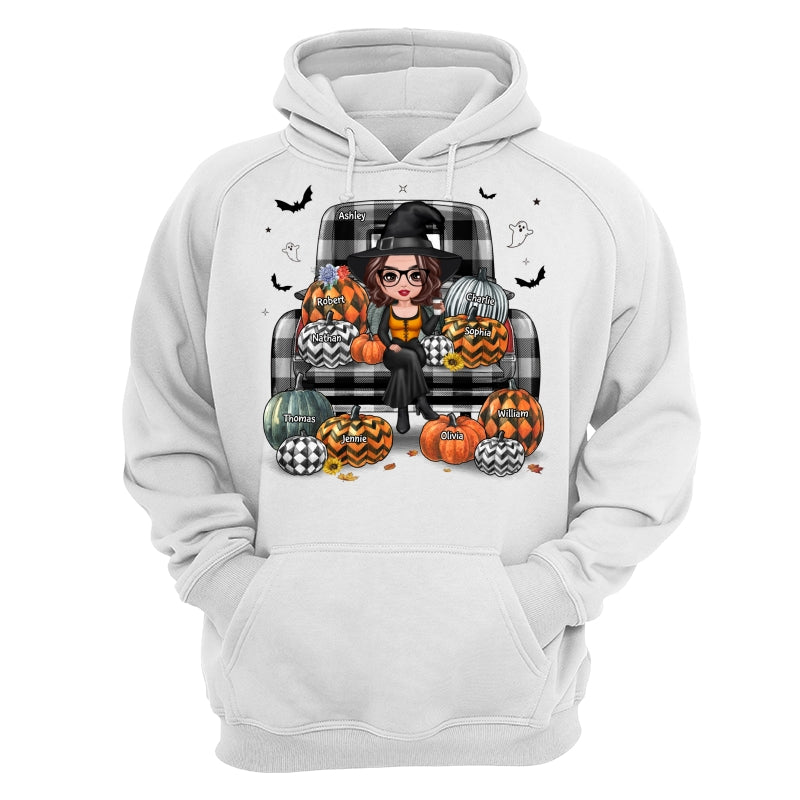 Buffalo Plaid Halloween Truck Pumpkin Doll Grandma Mom Witch Personalized Shirt