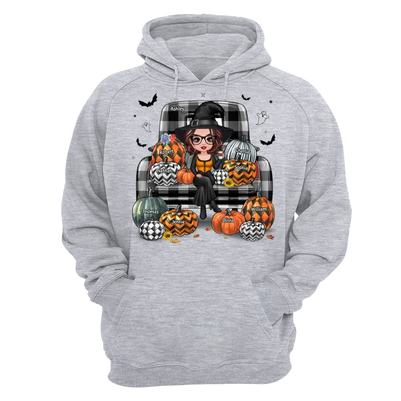 Buffalo Plaid Halloween Truck Pumpkin Doll Grandma Mom Witch Personalized Shirt